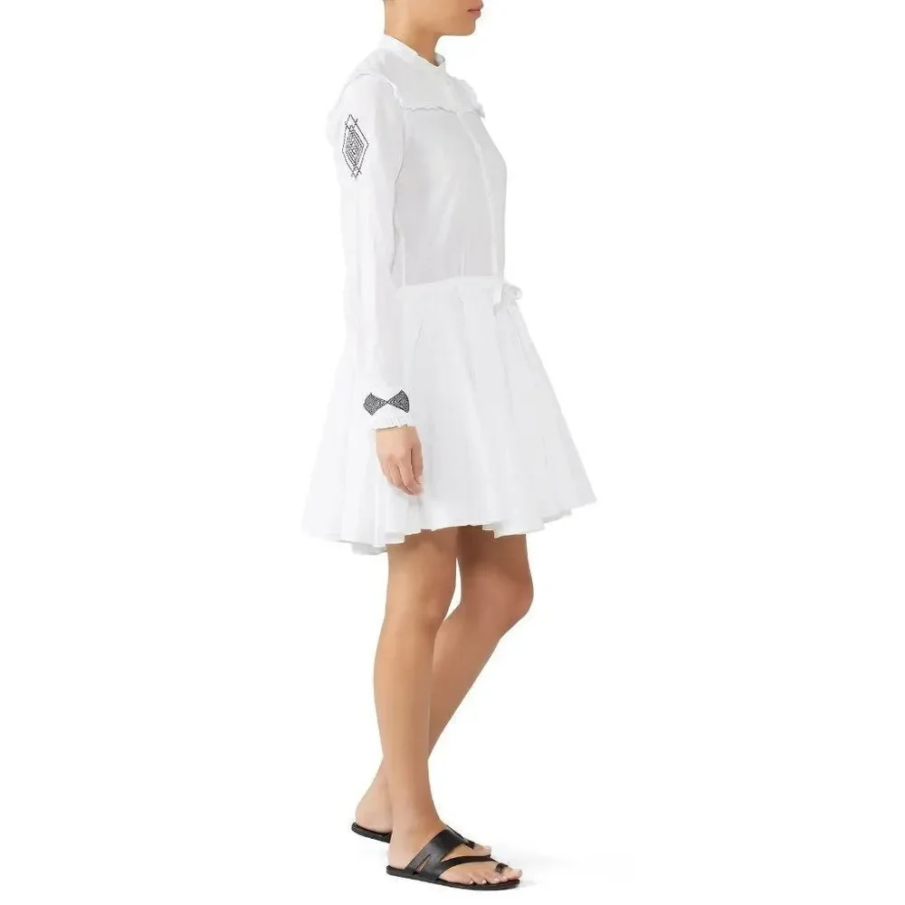 Zadig & Voltaire White Ranil Embroidered Cotton Mini Dress Size S